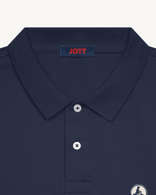Navy Marbella organic cotton polo shirt - JOTT UK - 3