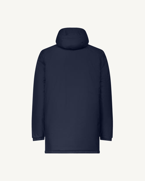 Navy/Washed blue Amsterdam long reversible hooded puffer jacket reversible hooded - JOTT UK - 4