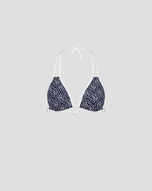 Mono navy triangle bikini top Maddie monogram - JOTT UK - 2