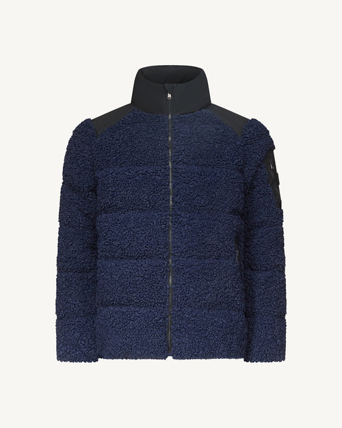 Matheo Extreme Cold bi-material sherpa fleece down jacket Navy - JOTT UK - 2
