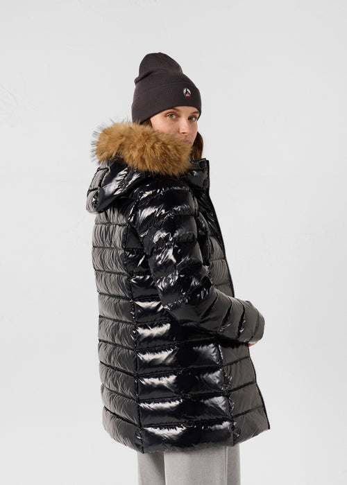 Grand Froid Perle Black lacquered mid-length jacket - JOTT UK - 4