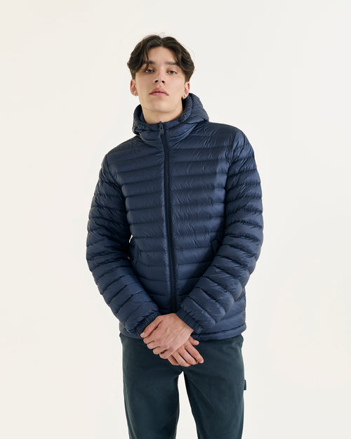 Navy Bergen 2.0 reversible hooded down jacket - JOTT UK - 5