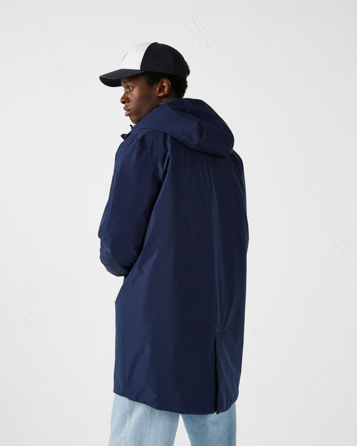 Navy Boris ultralight long jacket with hood - JOTT UK - 4