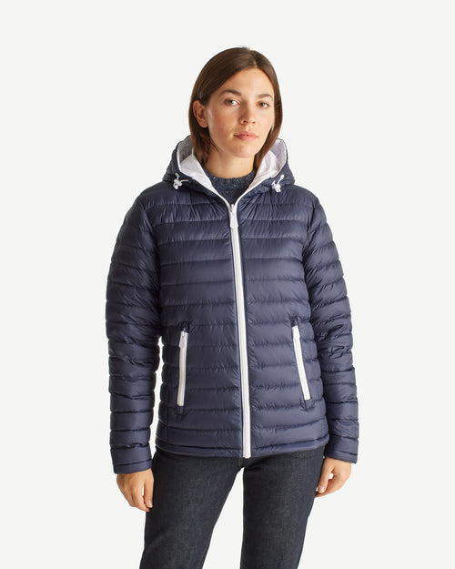 Reversible Down Jacket White/Navy Blue Vienne - JOTT UK - 5
