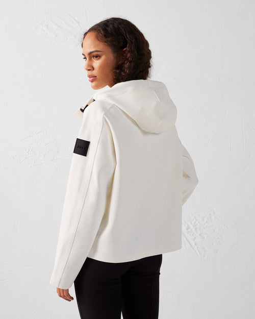 White Bi-fabric short jacket oversized Ellen - JOTT UK - 4