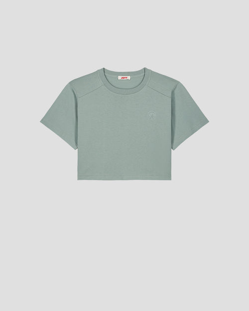 Mineral green cotton round-neck T-shirt Mazu - JOTT UK - 2