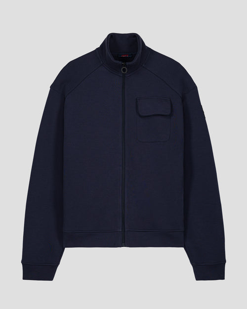 Navy Roger bi-fabric high-collar jacket - JOTT UK - 2