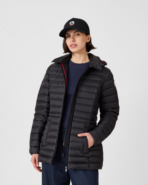 Black Nour 2.0 mid-length hooded puffer jacket - JOTT UK - 3