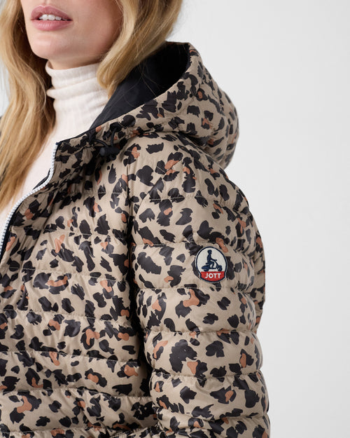 Long reversible jacket Black/leopard beige Verone print - JOTT UK - 4