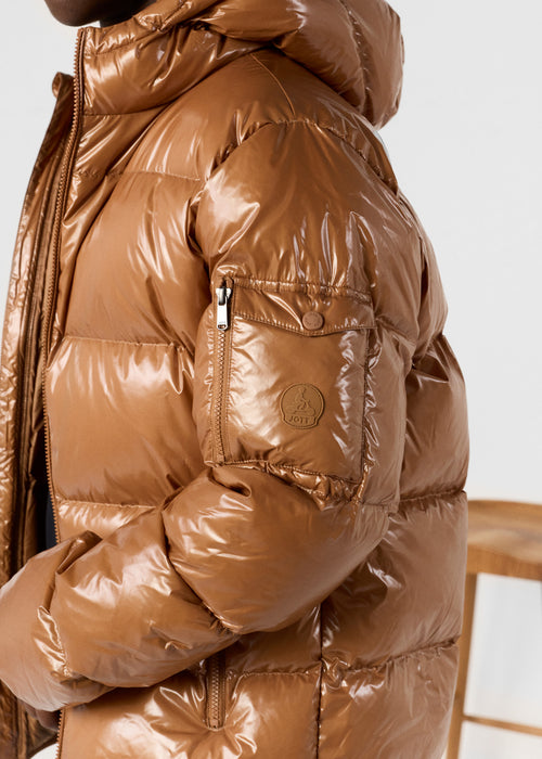 Grand Froid lacquered hooded jacket Brown sugar Java - JOTT UK - 4