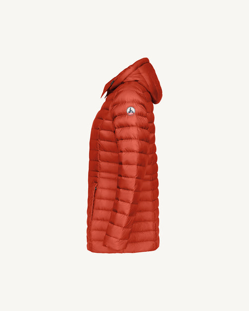 Intense rust Nour 2.0 mid-length hooded puffer jacket - JOTT UK - 3