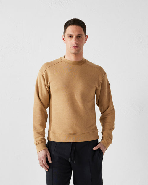 Tawny brown Alphonse bi-fabric round-neck sweatshirt - JOTT UK - 3