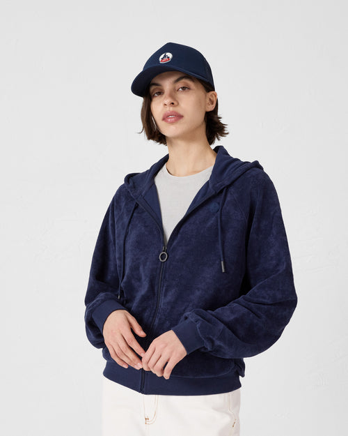 Navy towelling zip jacket Anemone - JOTT UK - 3