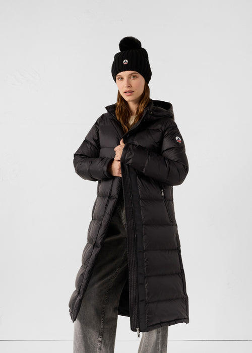 Long hooded down jacket Black Karachi - JOTT UK - 3