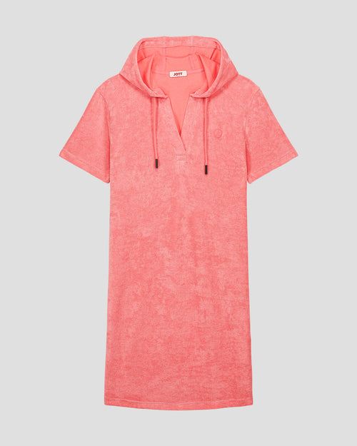 Sunset coral Mira towelling dress - JOTT UK - 2