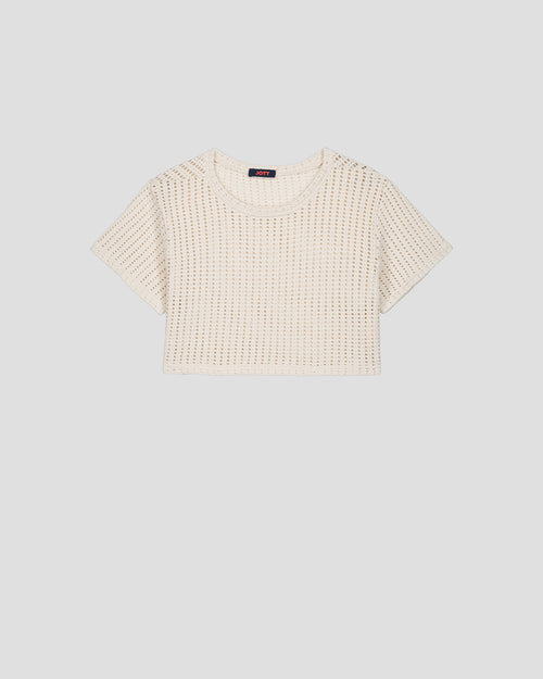 Natural cotton knit round-neck T-shirt Giada - JOTT UK - 2