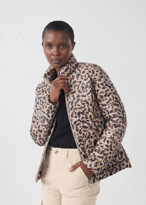 Light down jacket Leopard beige Cha print - JOTT UK - 3