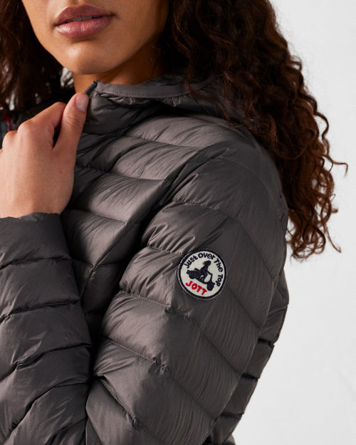 Lightweight hooded down jacket Anthracite Cloe - JOTT UK - 5