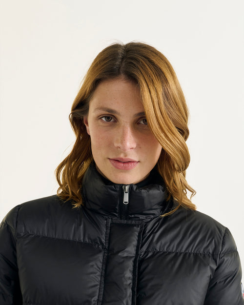 Long hooded down jacket Black Karachi - JOTT UK - 5