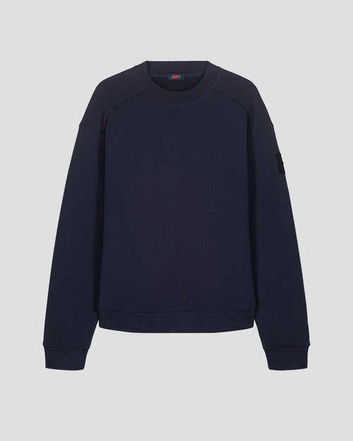 Navy Alphonse bi-fabric round-neck sweatshirt - JOTT UK - 2