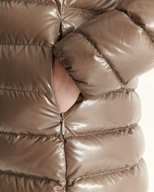 Grand Froid Perle Taupe lacquered mid-length jacket - JOTT UK - 5