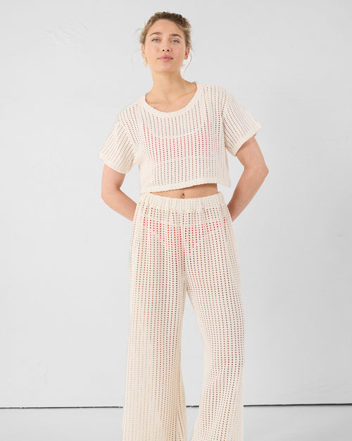 Natural cotton knit round-neck T-shirt Giada - JOTT UK - 3