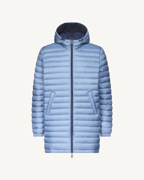 Navy/Washed blue Amsterdam long reversible hooded puffer jacket reversible hooded - JOTT UK - 2