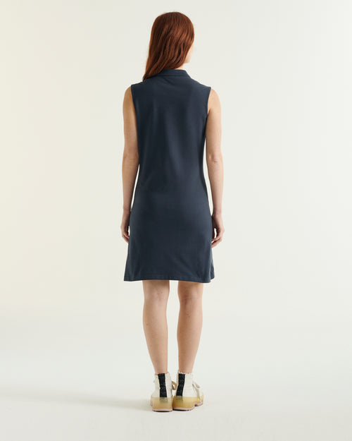 Esmeralda organic cotton sleeveless polo dress Navy - JOTT UK - 4