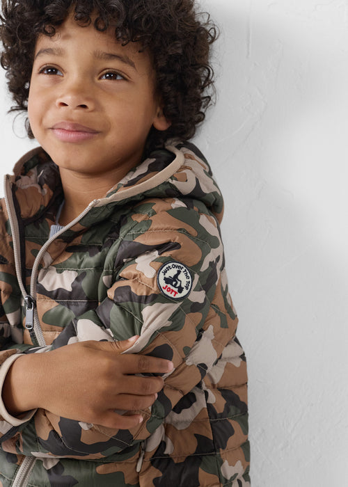 Light hooded down jacket Camo brown sugar Hugo print - JOTT UK - 5