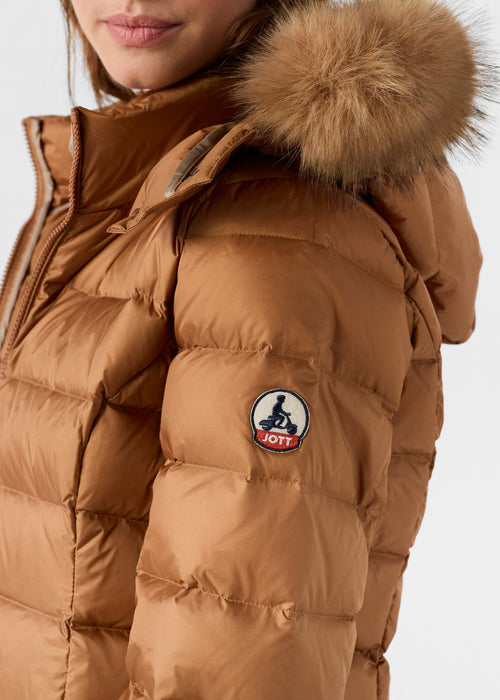 Perle Extreme Cold mid-length down jacket Brown sugar - JOTT UK - 4