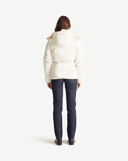 Pearl white Tanya Glossy Extreme Cold iridescent down jacket - JOTT UK - 4