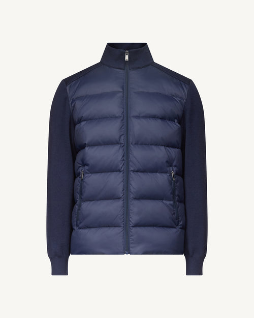 Fargo bi-material knit down jacket Navy - JOTT UK - 2