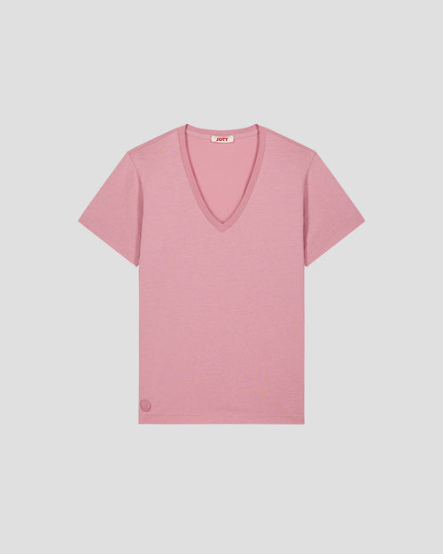 T-shirt col V Antique pink Sofy - JOTT UK - 2