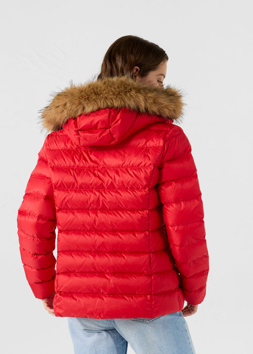Luxe Extreme Cold hooded down jacket Carmine red - JOTT UK - 4