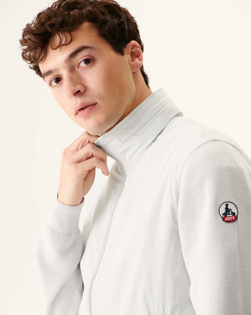 Soft grey Bardenas bi-fabric hooded jacket - JOTT UK - 3