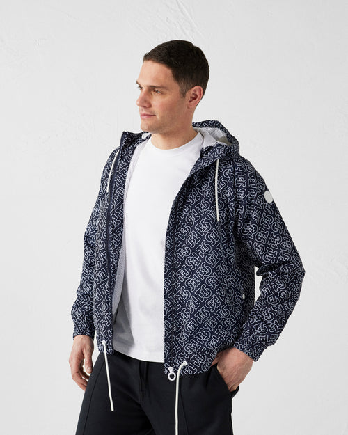 Mono navy Storm monogram windproof jacket with hood - JOTT UK - 3
