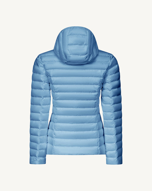 Washed blue Cloe lightweight hooded puffer jacket - JOTT UK - 3
