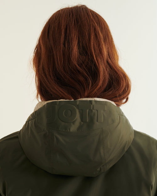 Army/Beige Roma 2.0 long reversible puffer jacket - JOTT UK - 3