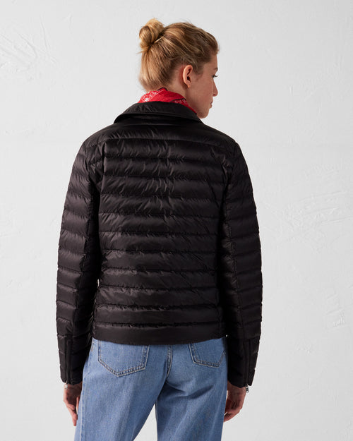 Emily leather biker-style down jacket Black - JOTT UK - 4