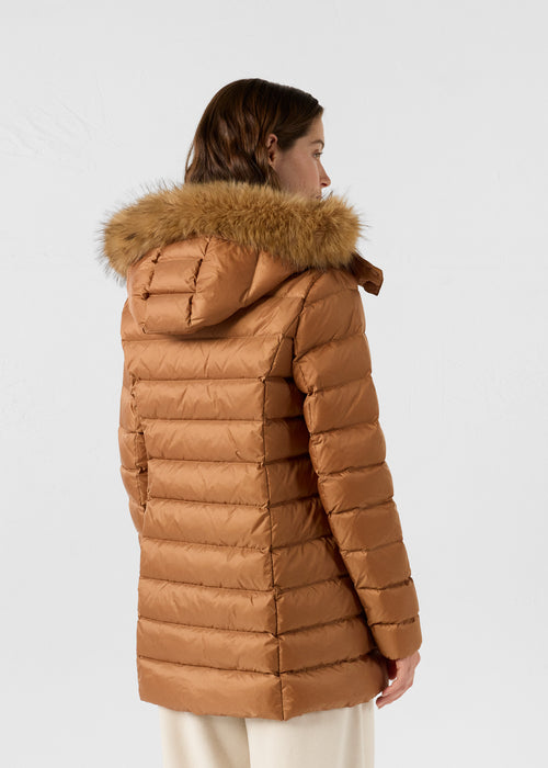 Perle Extreme Cold mid-length down jacket Brown sugar - JOTT UK - 3