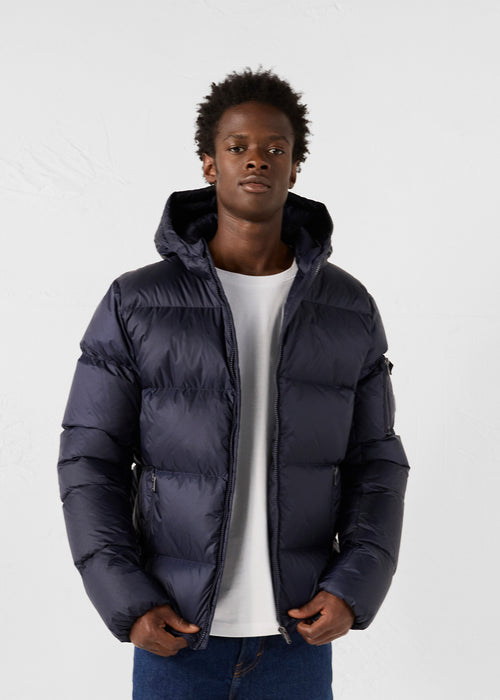 Navy Hooded down jacket Java - JOTT UK - 3