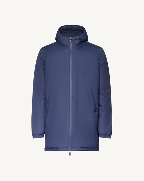 Navy Amsterdam long reversible hooded puffer jacket reversible hooded - JOTT UK - 2