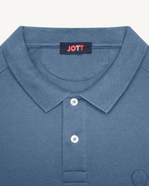Carlos cotton long-sleeved polo shirt Washed blue - JOTT UK - 2