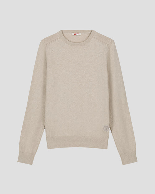 Bleached sand Round-neck knitted jumper Heloise - JOTT UK - 2