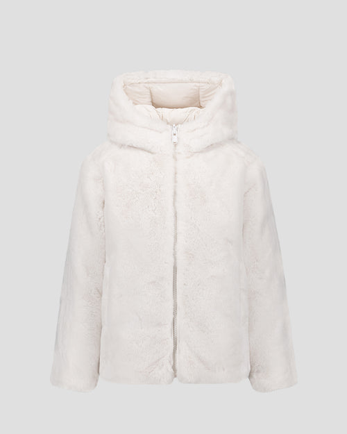 Fake fur hooded jacket White Agathe - JOTT UK - 2