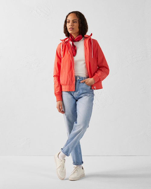 Sunset coral Alize lightweight hooded windbreaker jacket - JOTT UK - 3