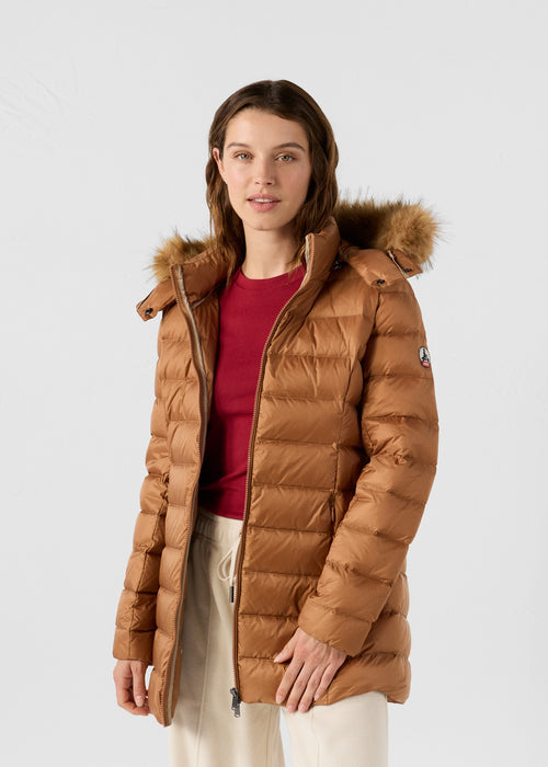Perle Extreme Cold mid-length down jacket Brown sugar - JOTT UK - 2
