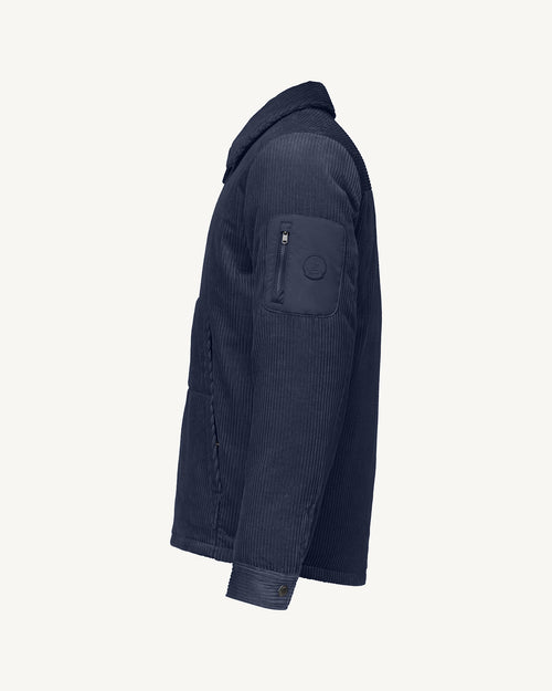 Baltic corduroy shacket-style down jacket Navy - JOTT UK - 2