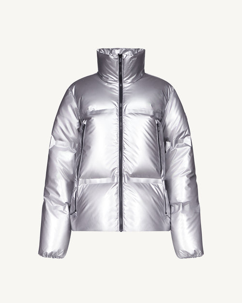 Flake metallic puffer-style down jacket Silver - JOTT UK - 2