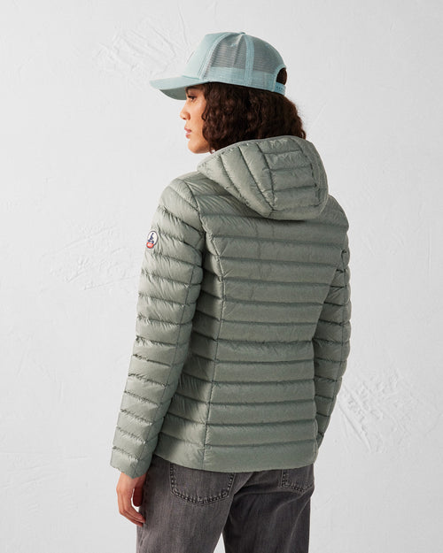 Lightweight hooded down jacket Mineral green Cloe - JOTT UK - 4